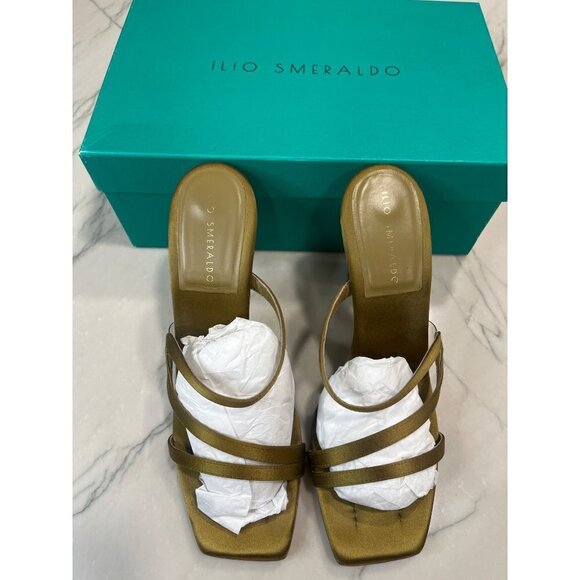 ILIO SMERALDO X Maeve Reilly Strappy Mules in Olive 40 With Box Womens High Heel - Picture 5 of 13